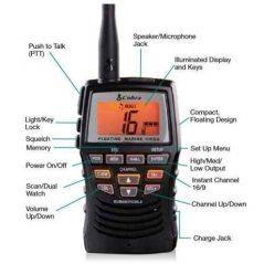 Cobra HH150 floating waterproof Handheld VHF Marine Radio USP selling points list