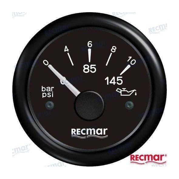 Recmar Oil Pressure Guage Black 0/10 Bar 10-184ºC