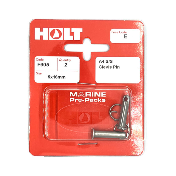 Holt A4 (ais316) Clevis Pins 5 x 16mm (3/16) Twin Pack